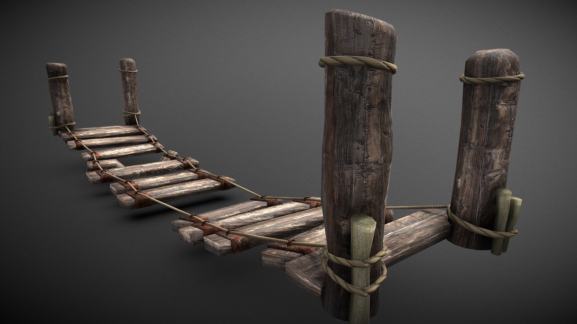 Low Poly Broken Brigde for a Treasure Island 3d model