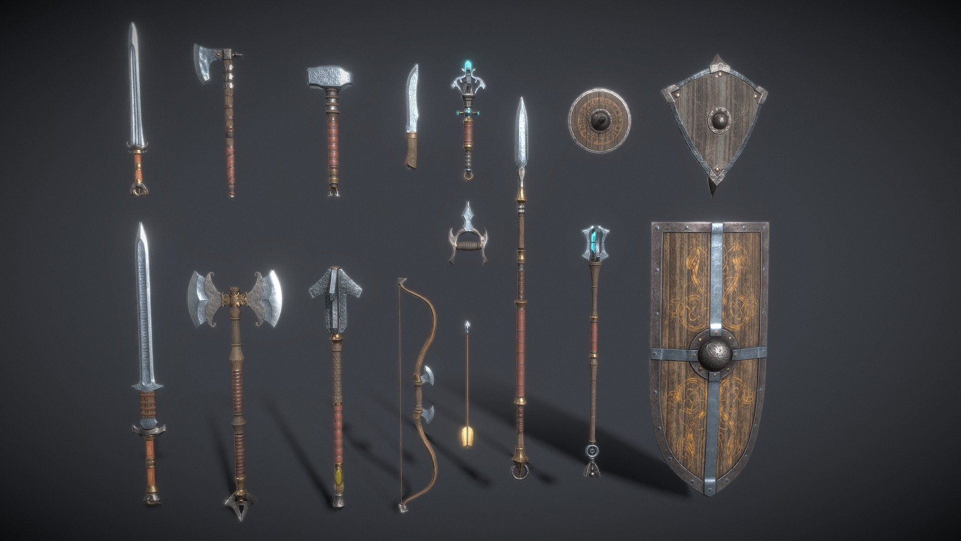 Nordic Fantasy Weapon Set 3d model