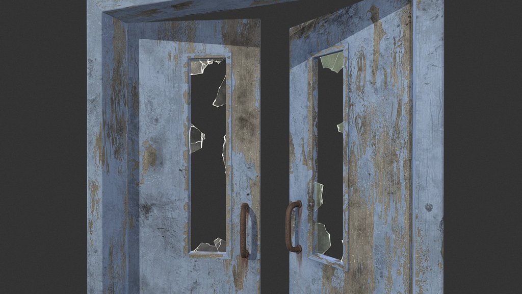 Abandoned hospital door 3d model