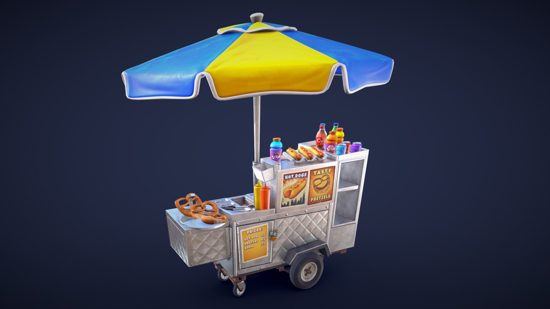 Stylized Hot Dog Cart 3d model