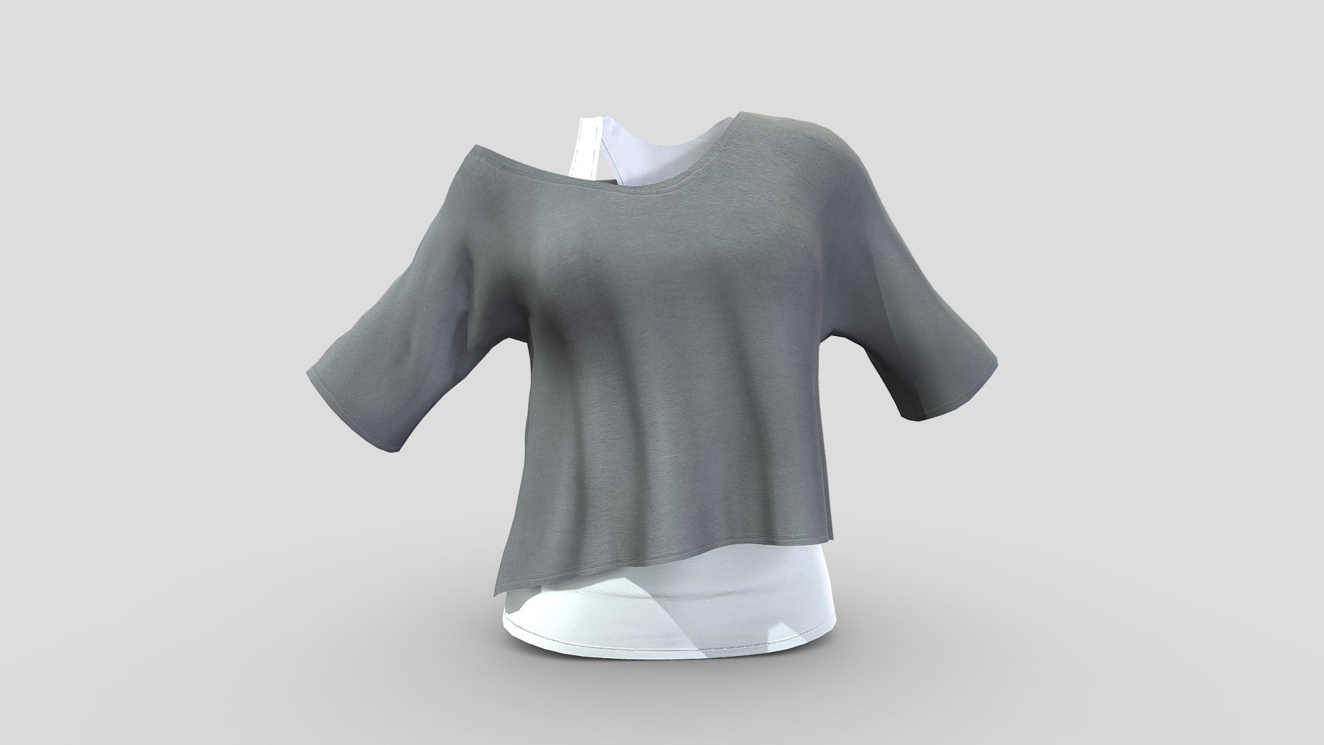 Female Off Shoulder Batwing Top And Tank Top 3d model