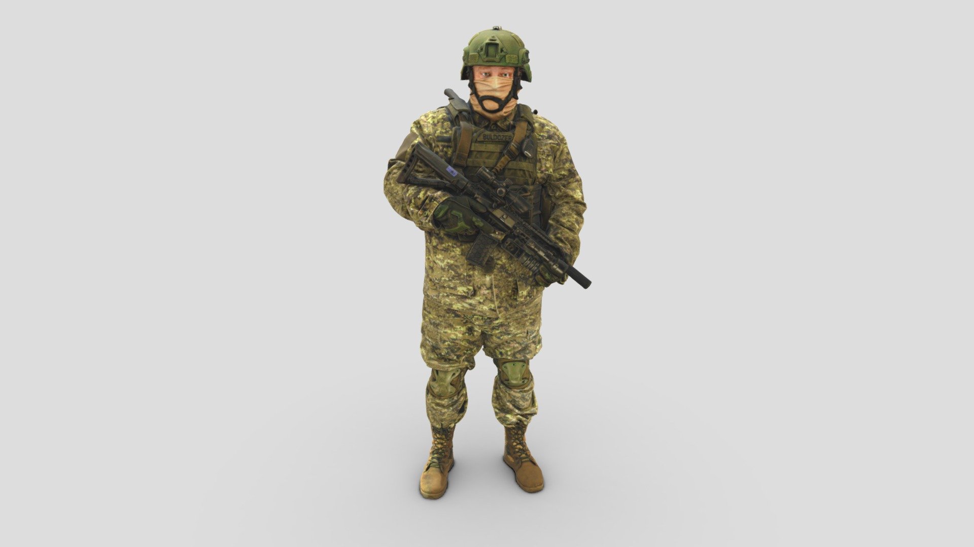 modern soldier in camouflage honeybadger 001149 3d model