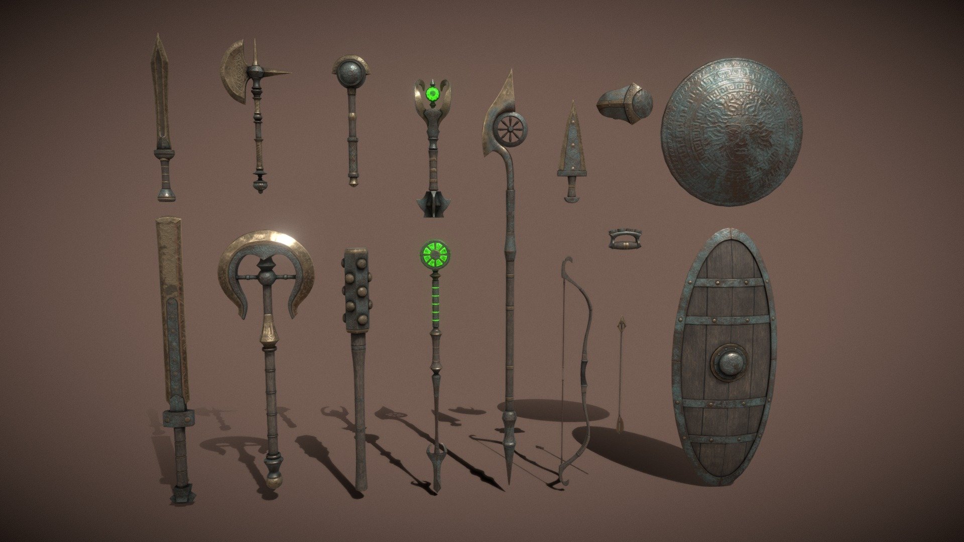 Bronze weapons fantasy set 3d model