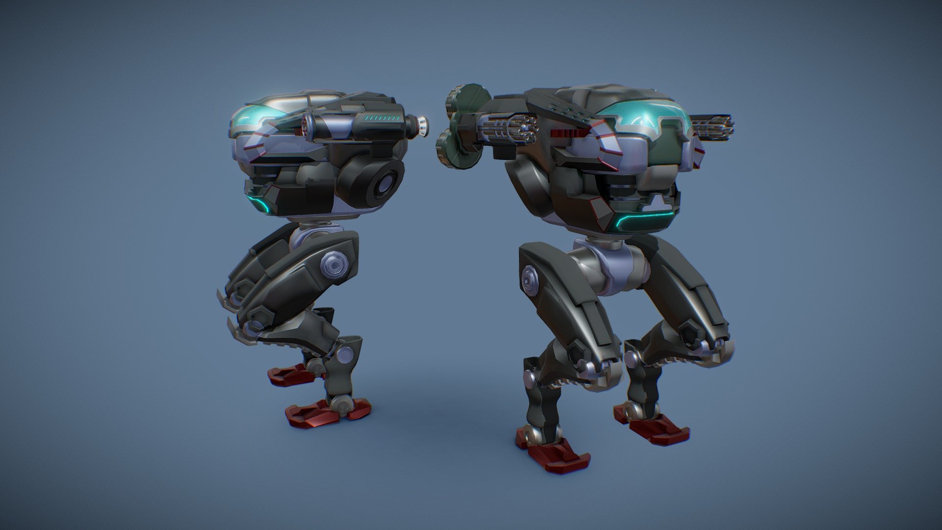 SIMPLISTIC MECH 03 plus weapons 3d model