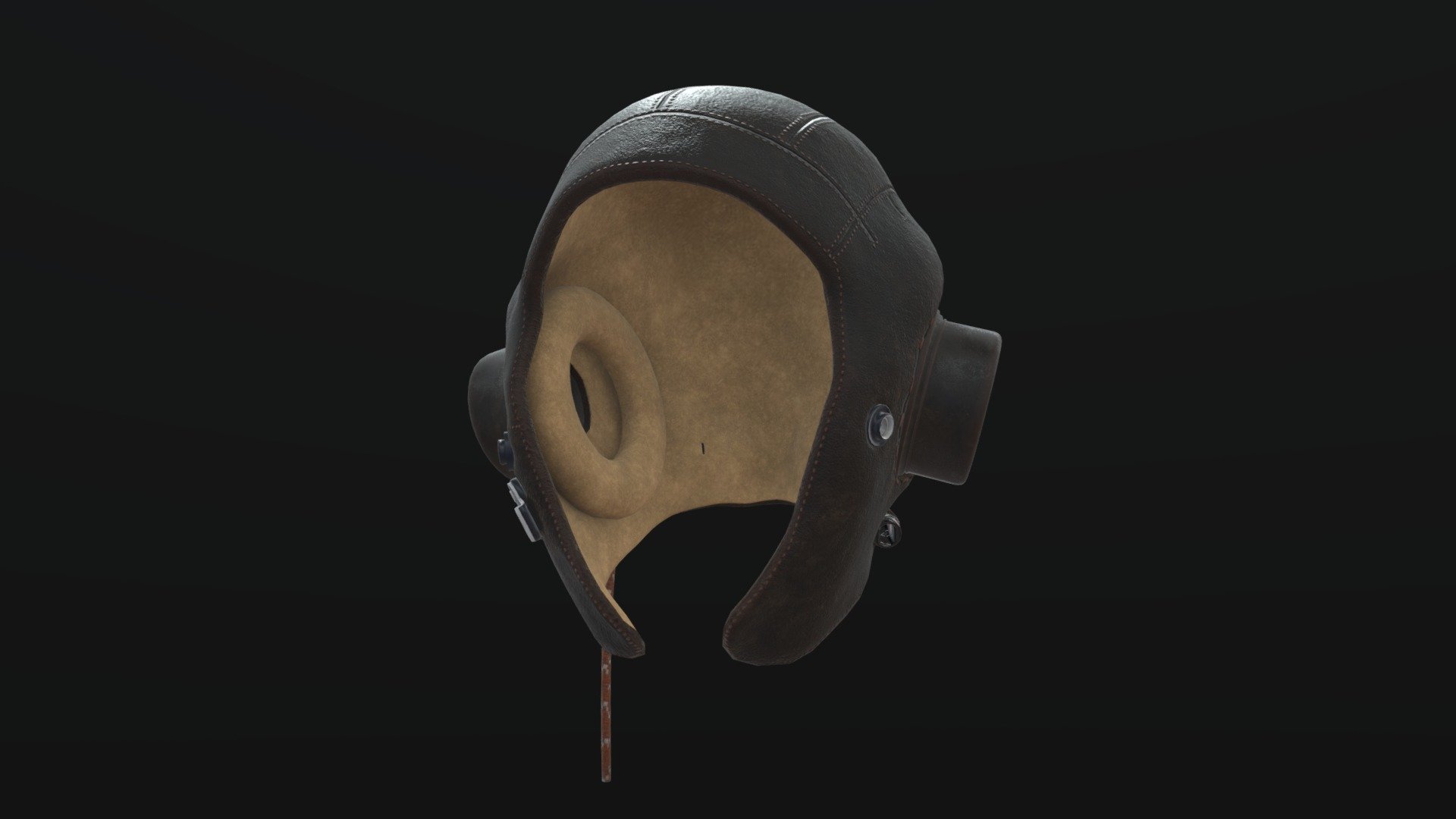 Bomber Pilot Leather Helmet 3d model