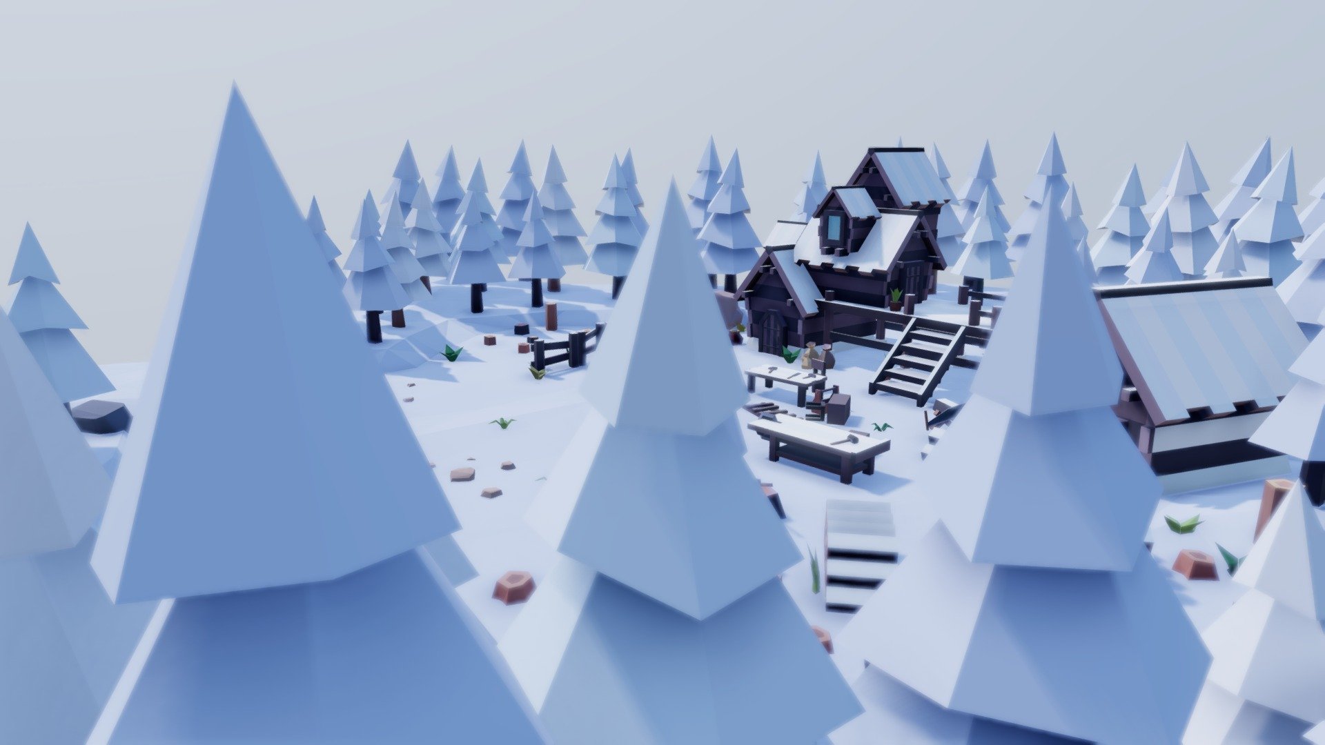 Fantasy Village "Lumbermill  Winter" 3d model