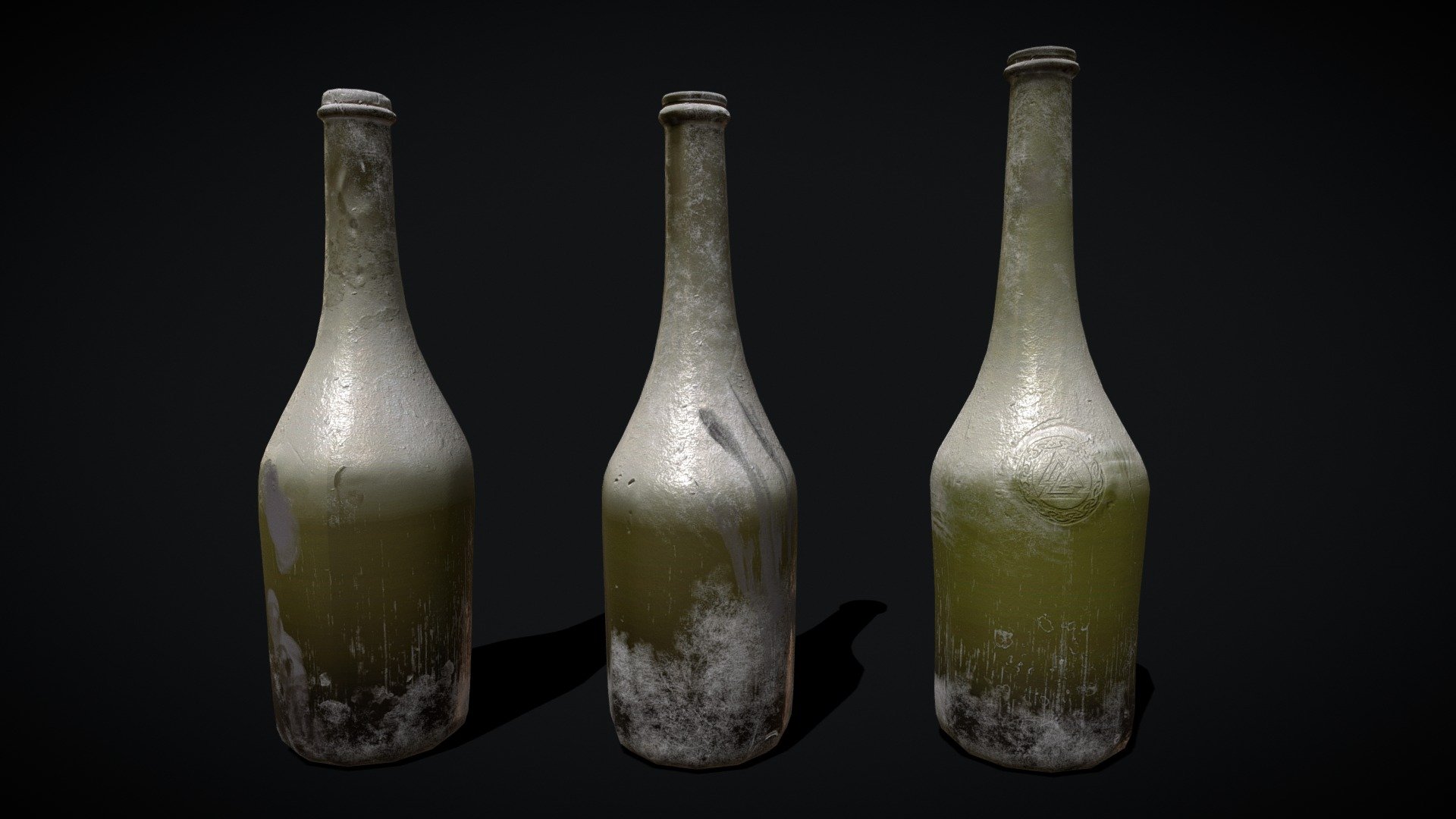 Rustic Dirty Glass Bottles 3d model