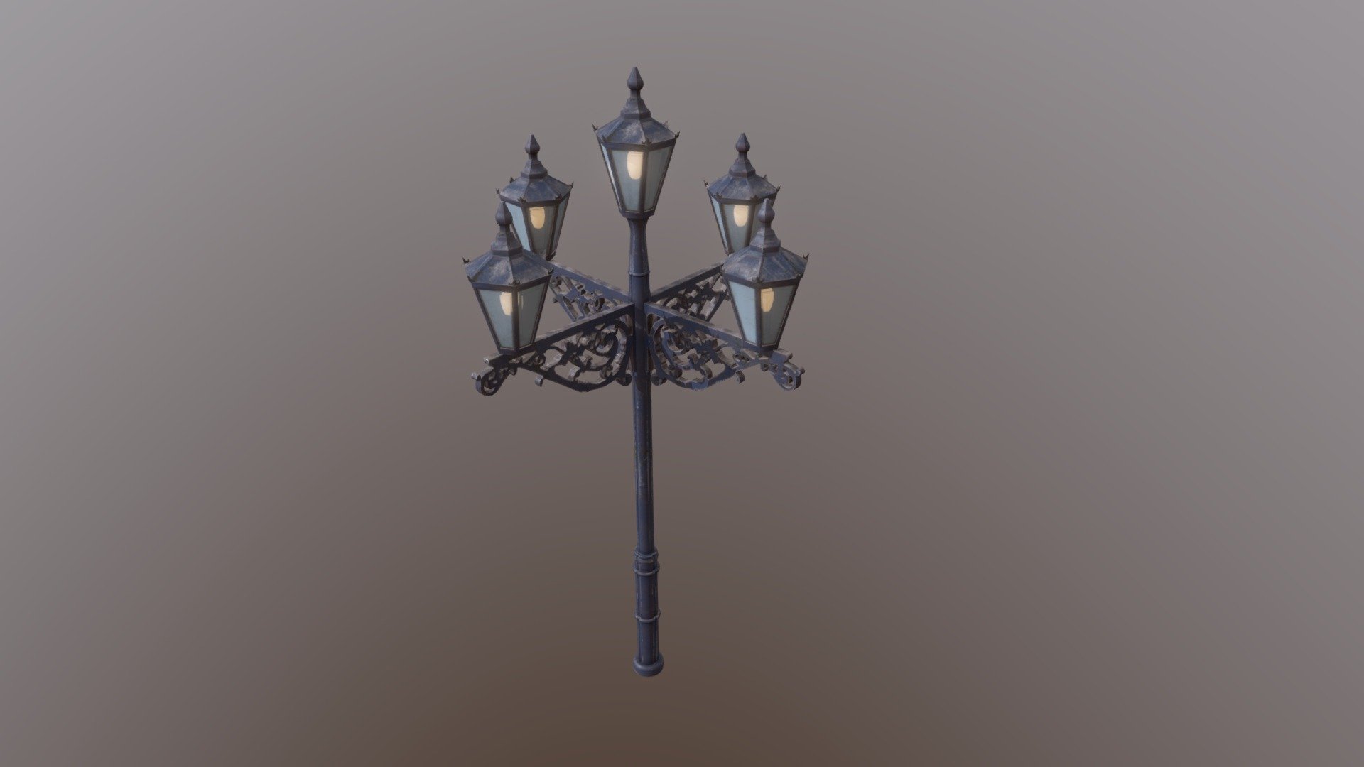 Victorian five lucern street lamp 3d model