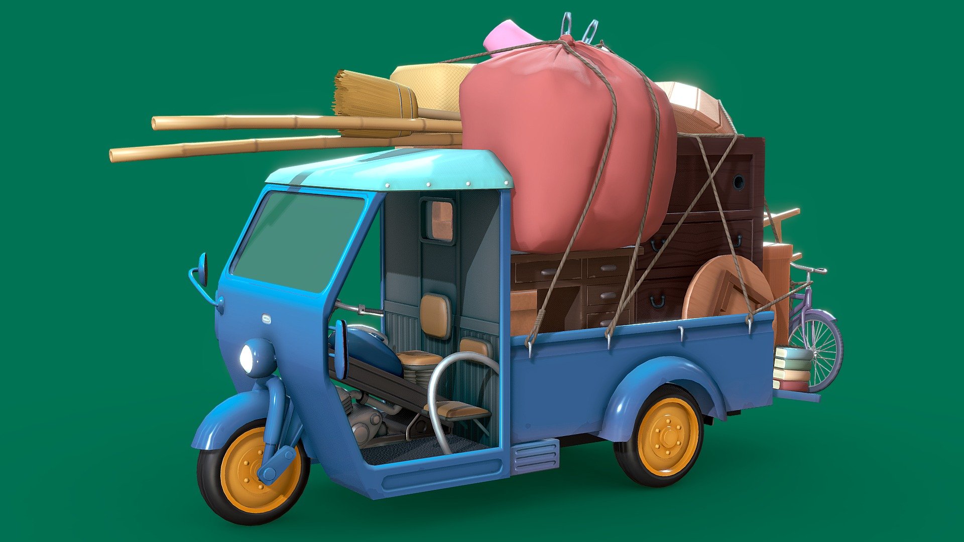 Totoros Kusakabe Family Moving Truck 3d model