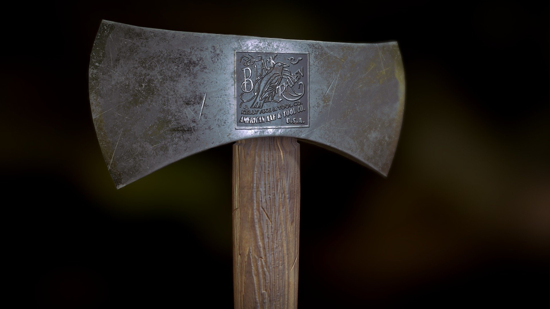 Black Raven Log Splitter Axe 3d model