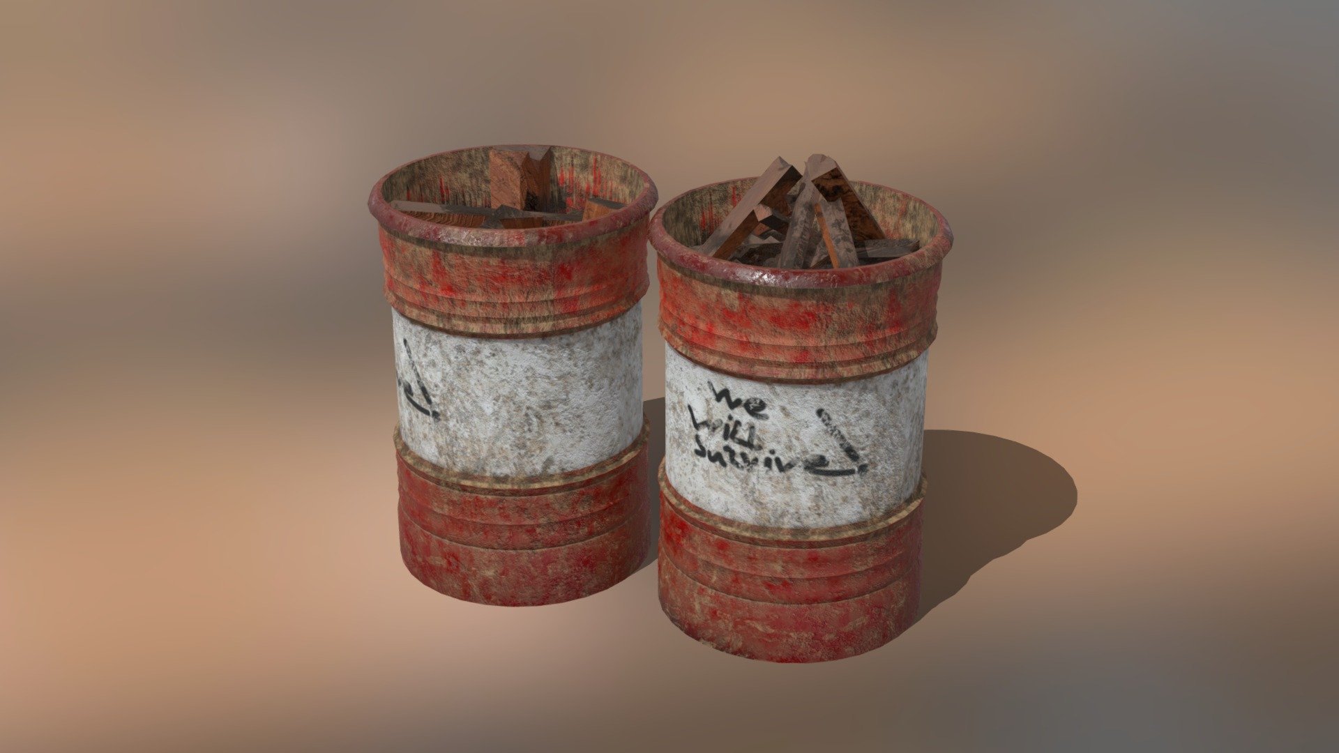 Fire Barrel Exterior Prop Abandoned 3d model