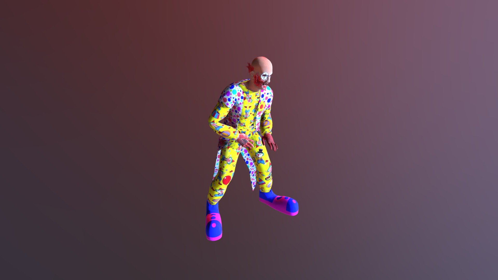 Zombified clown 3d model