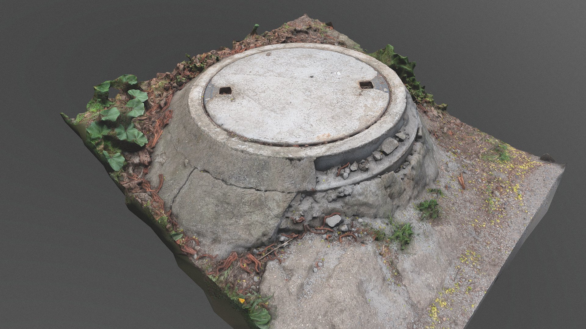 Sewer hatch concrete manhole cover 3d model