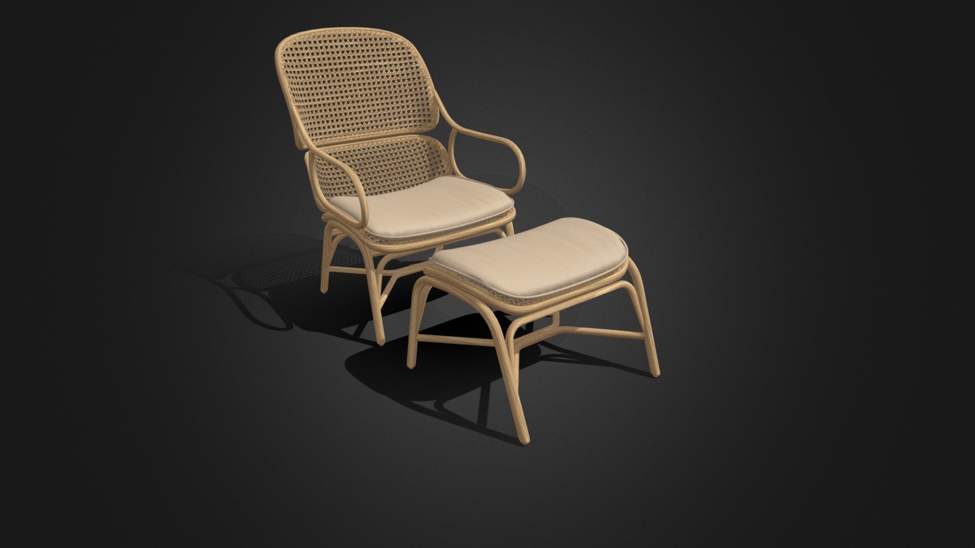 Expormim Frames Armchair With Ottoman 3d model