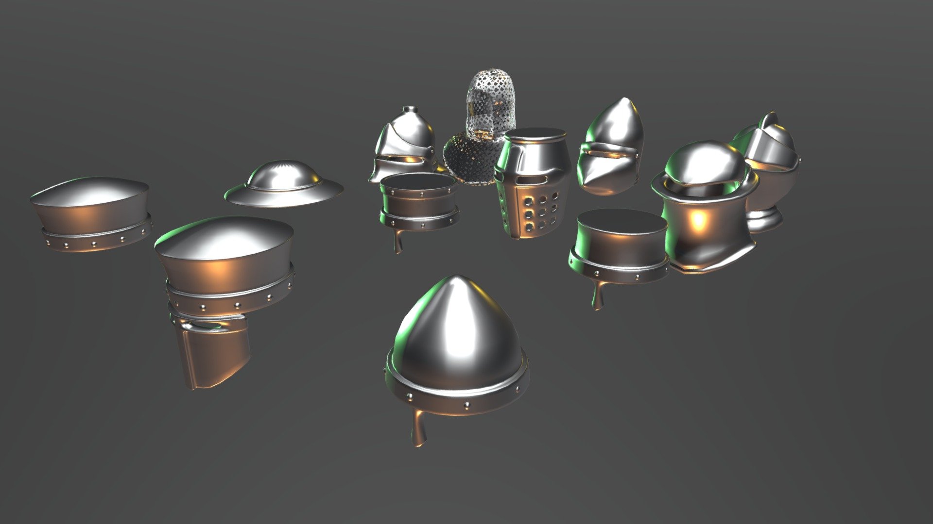 Medieval Helmets 3d model