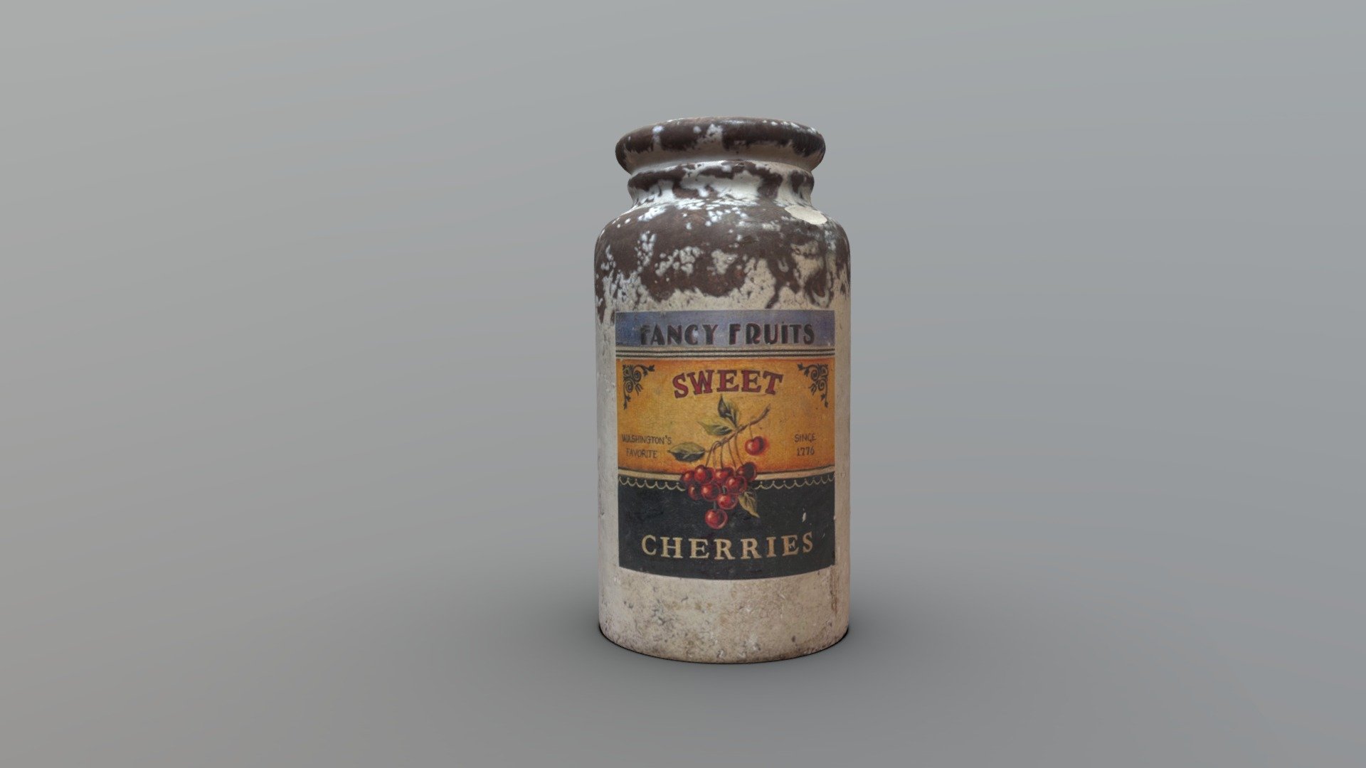 Old bottle Cherry jar 3d model