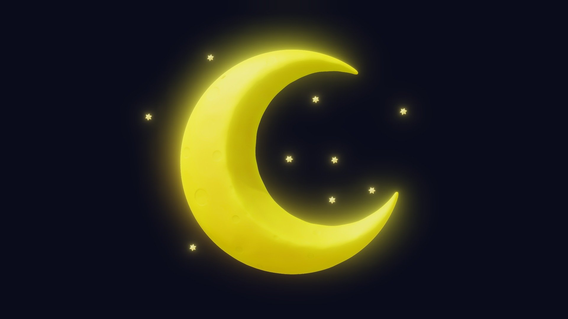 Stylized Crescent Moon 3d model