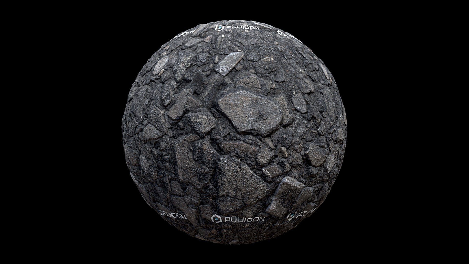 Ground Asphalt Broken 001 3d model