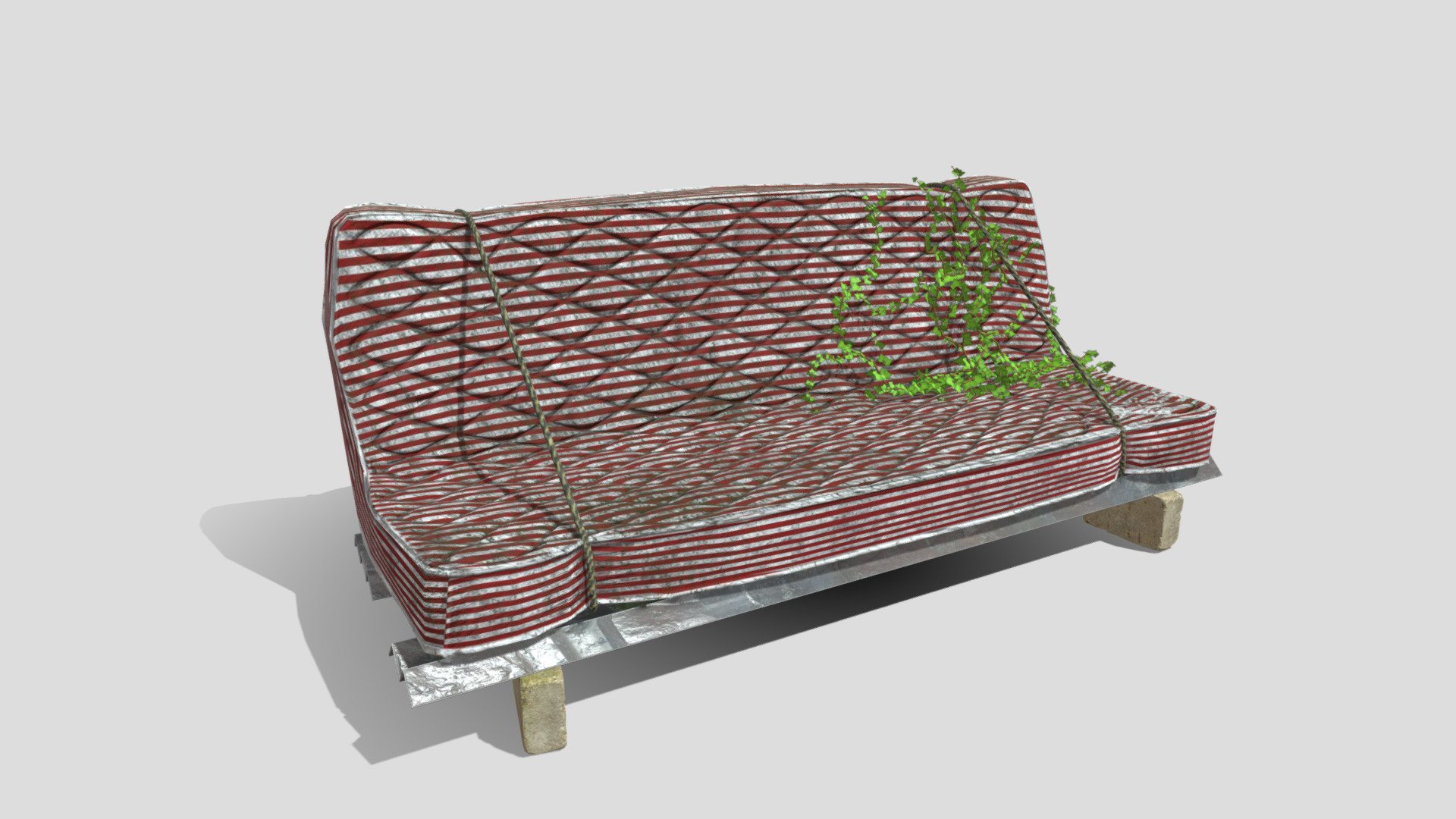 Post apocalyptic ruined sofa 3d model