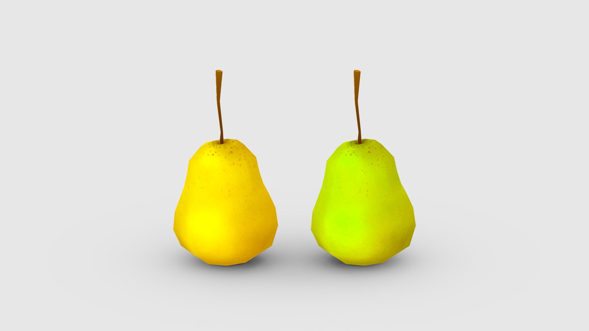 Cartoon yellow pear and green pear 3d model