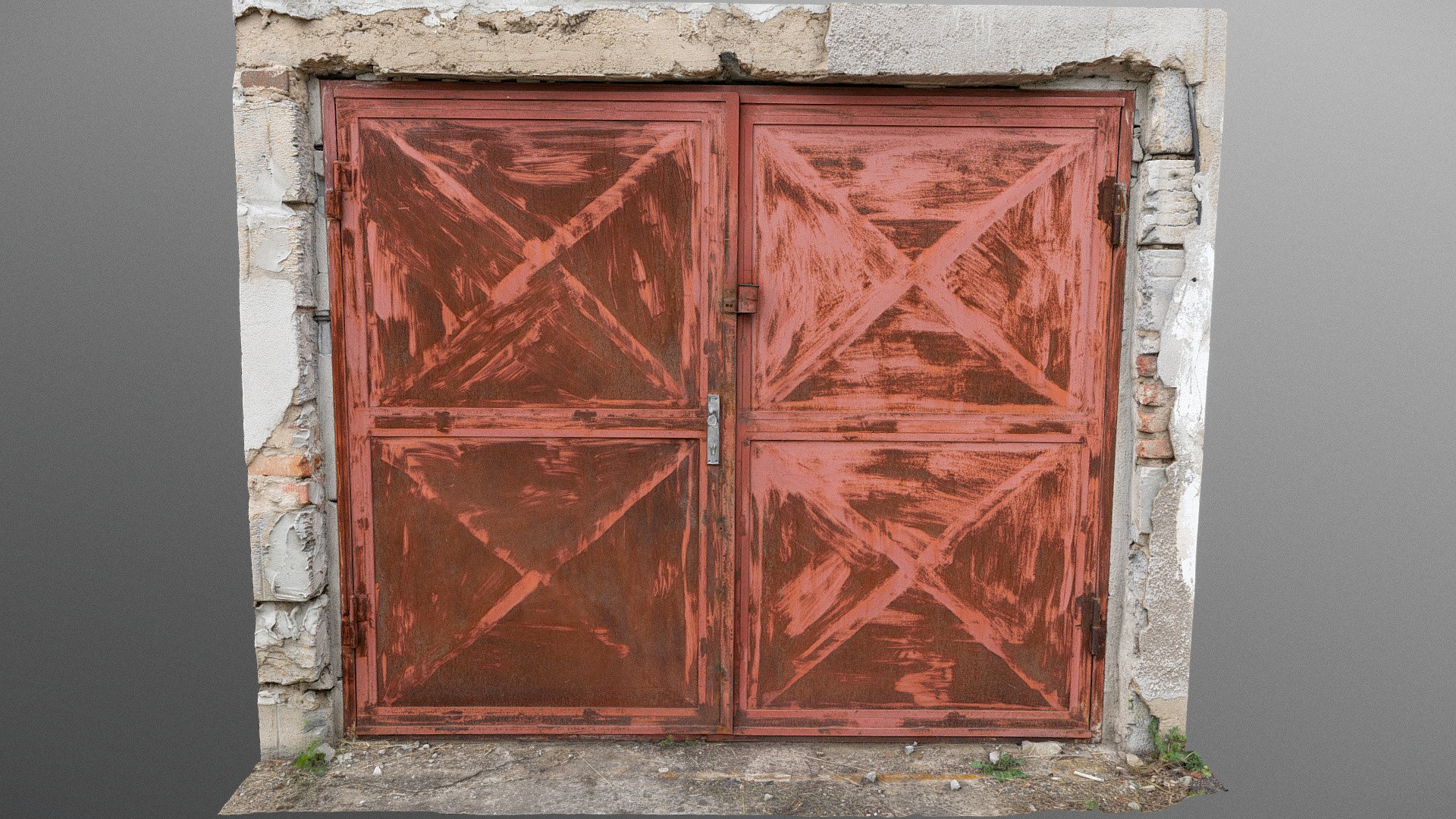 Old red rusty garage door 3d model