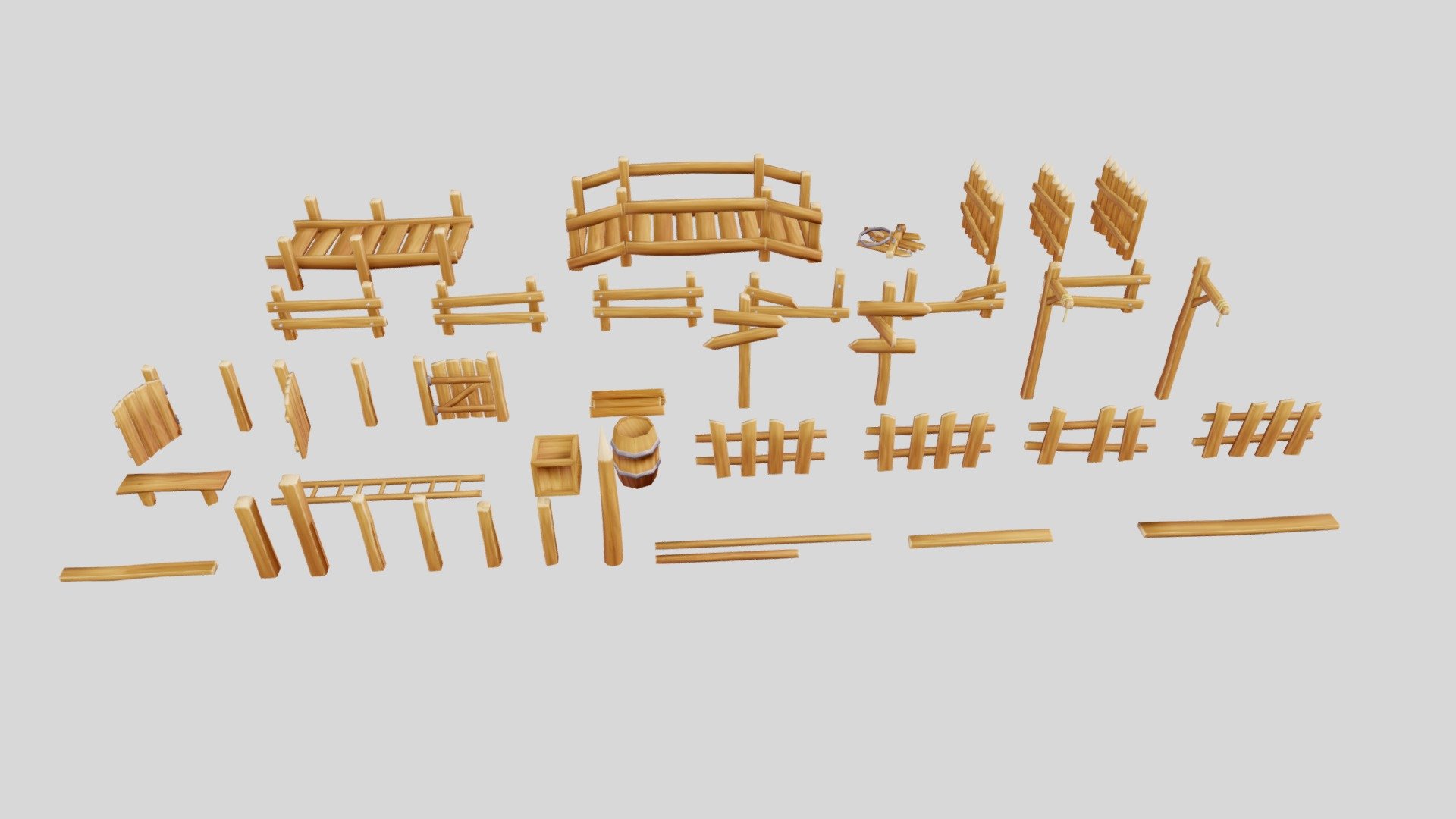 Modular Wooden Prop Pack 3d model