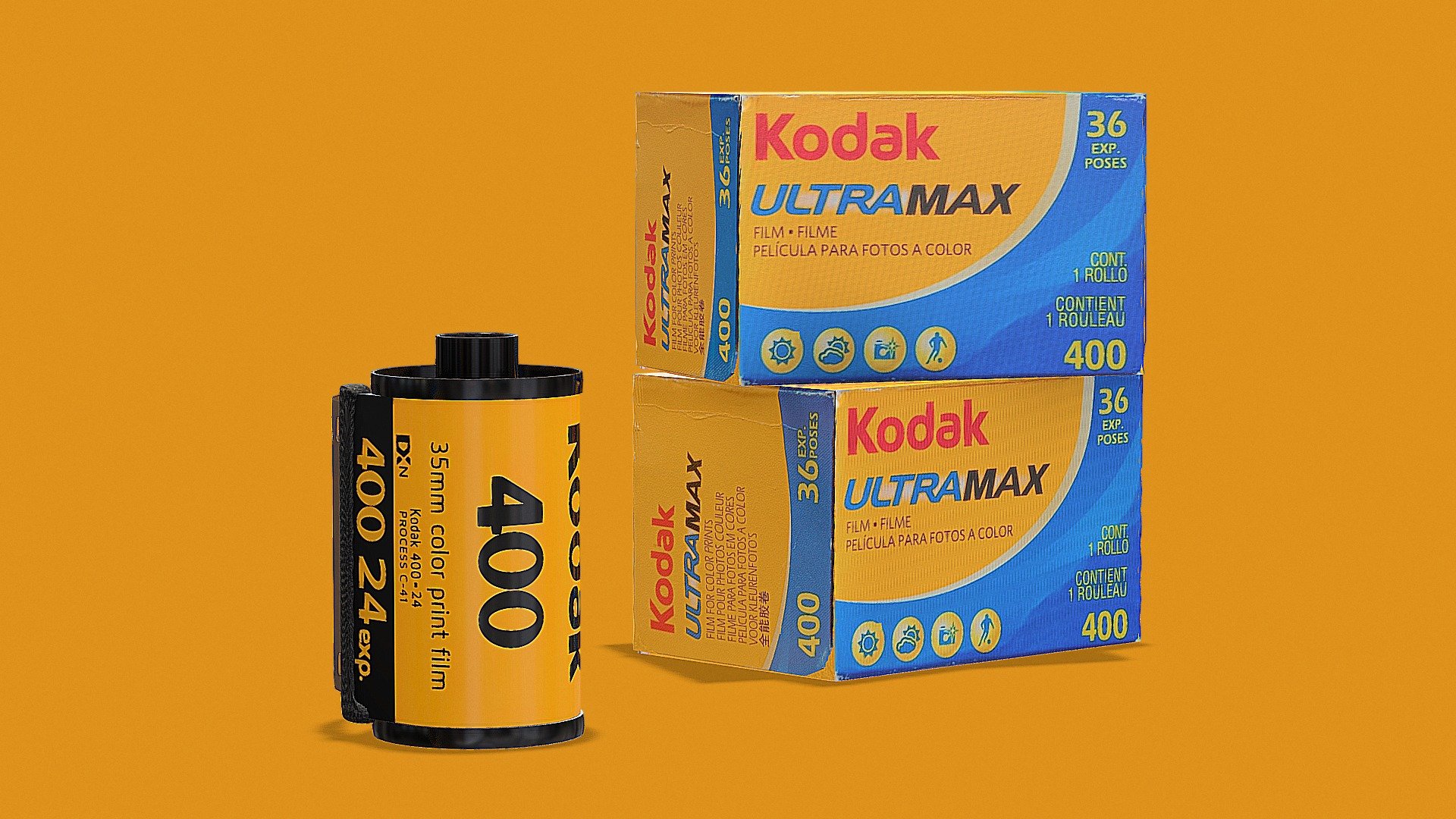 Kodak Ultramax 400 film roll 3d model