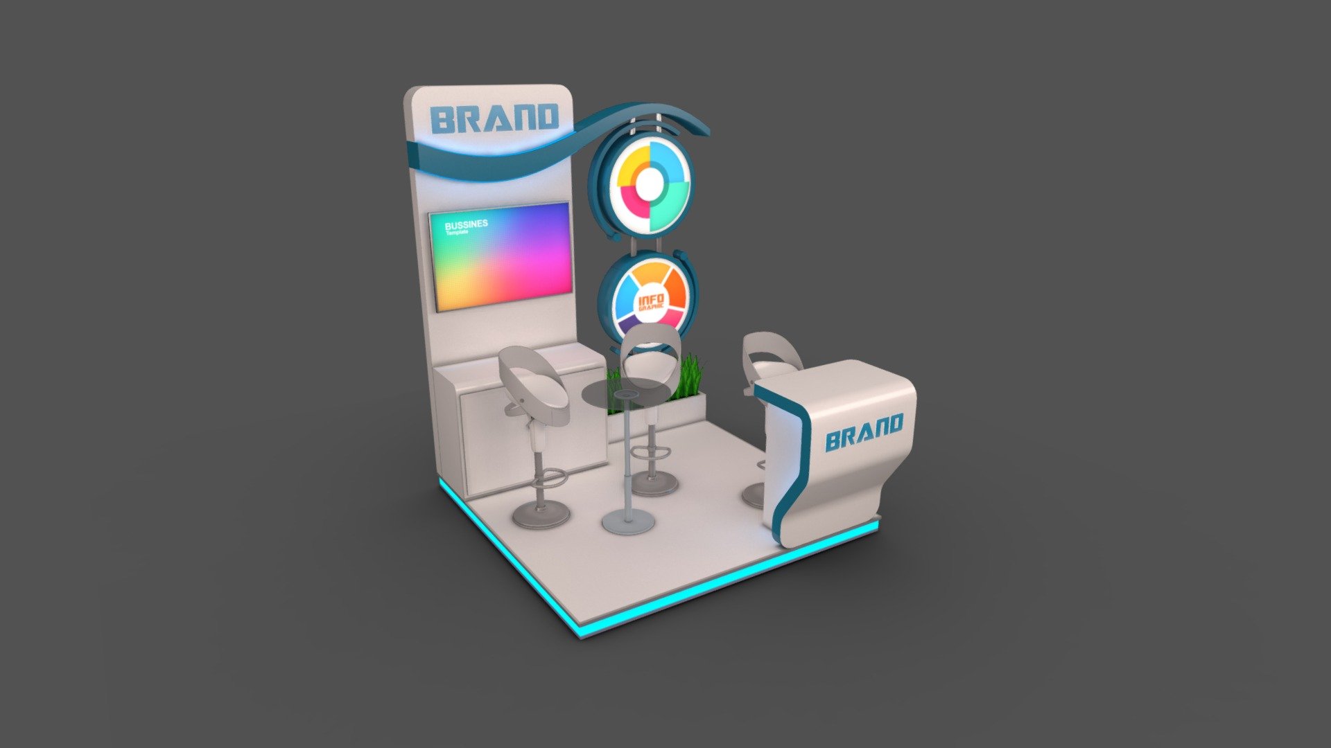 Model 2302 Exhibition Booth 4 Sqm 3d model