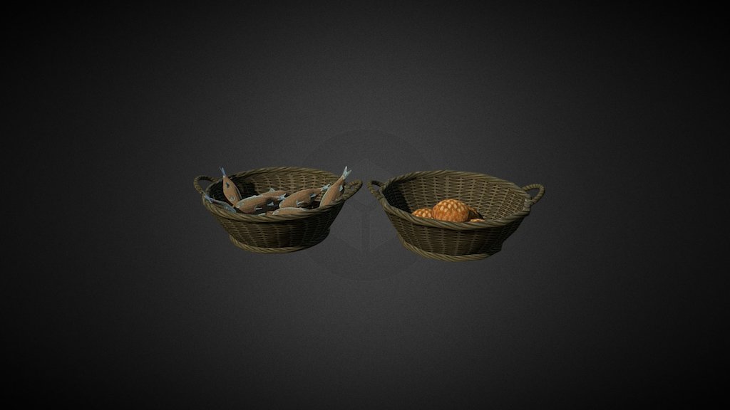 Panes y peces/Breads and fish 3d model