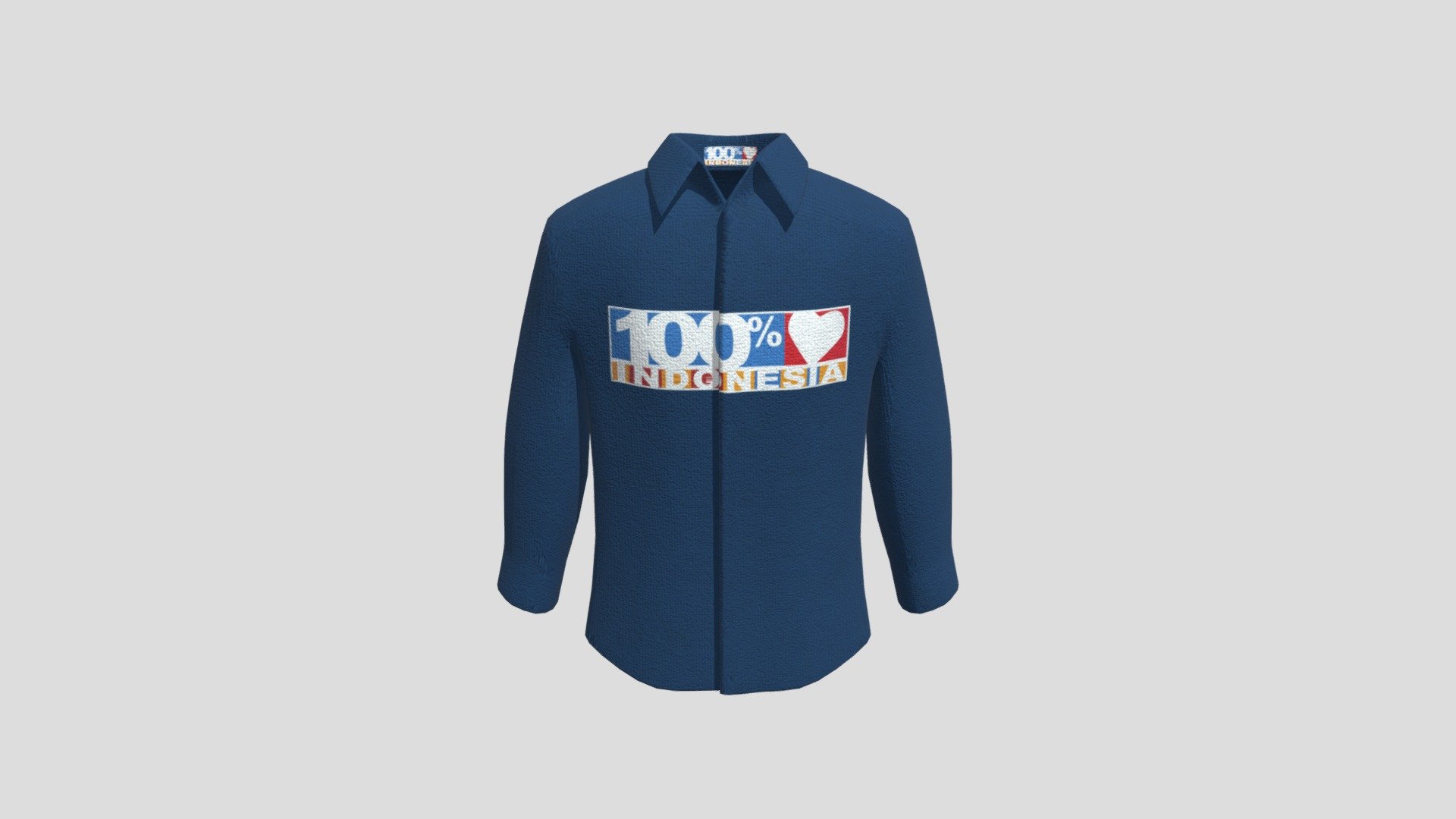 Blue Shirt Long sleeve 100% Indonesia 3d model