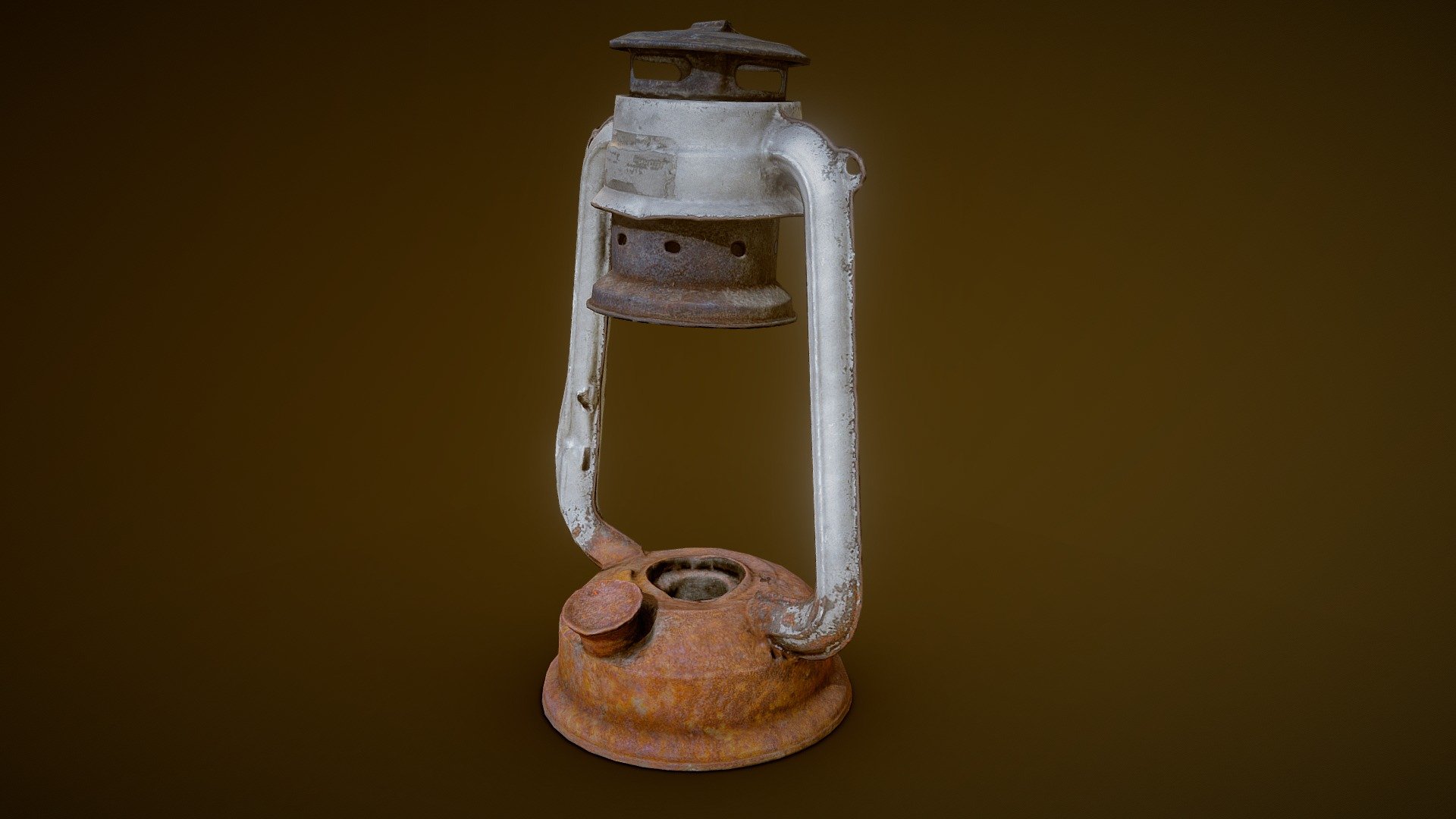 Old Rusty Oil Lamp 3d model