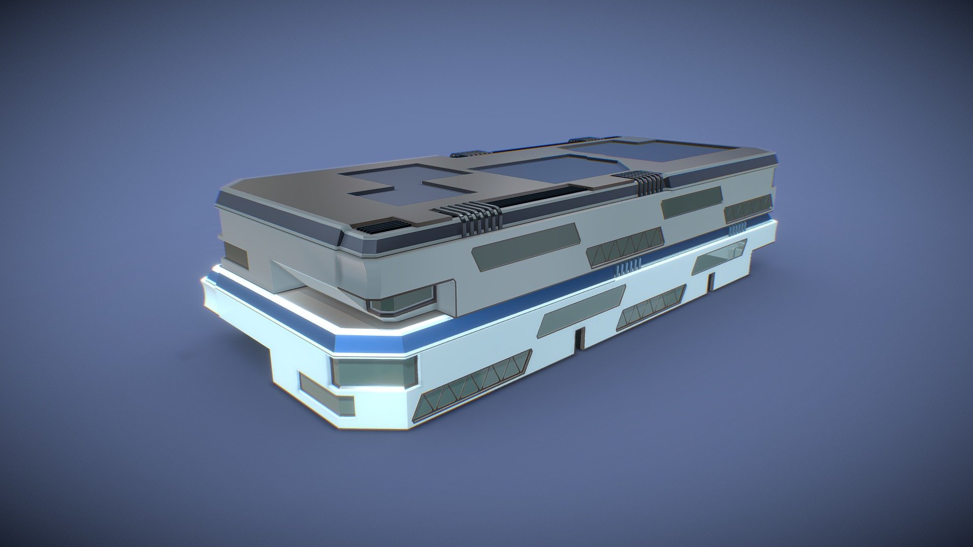 stylized sci fi block of flats 03 3d model