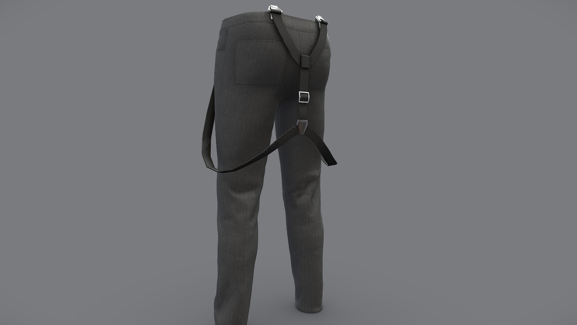 Male Pants With Down Suspenders 3d model