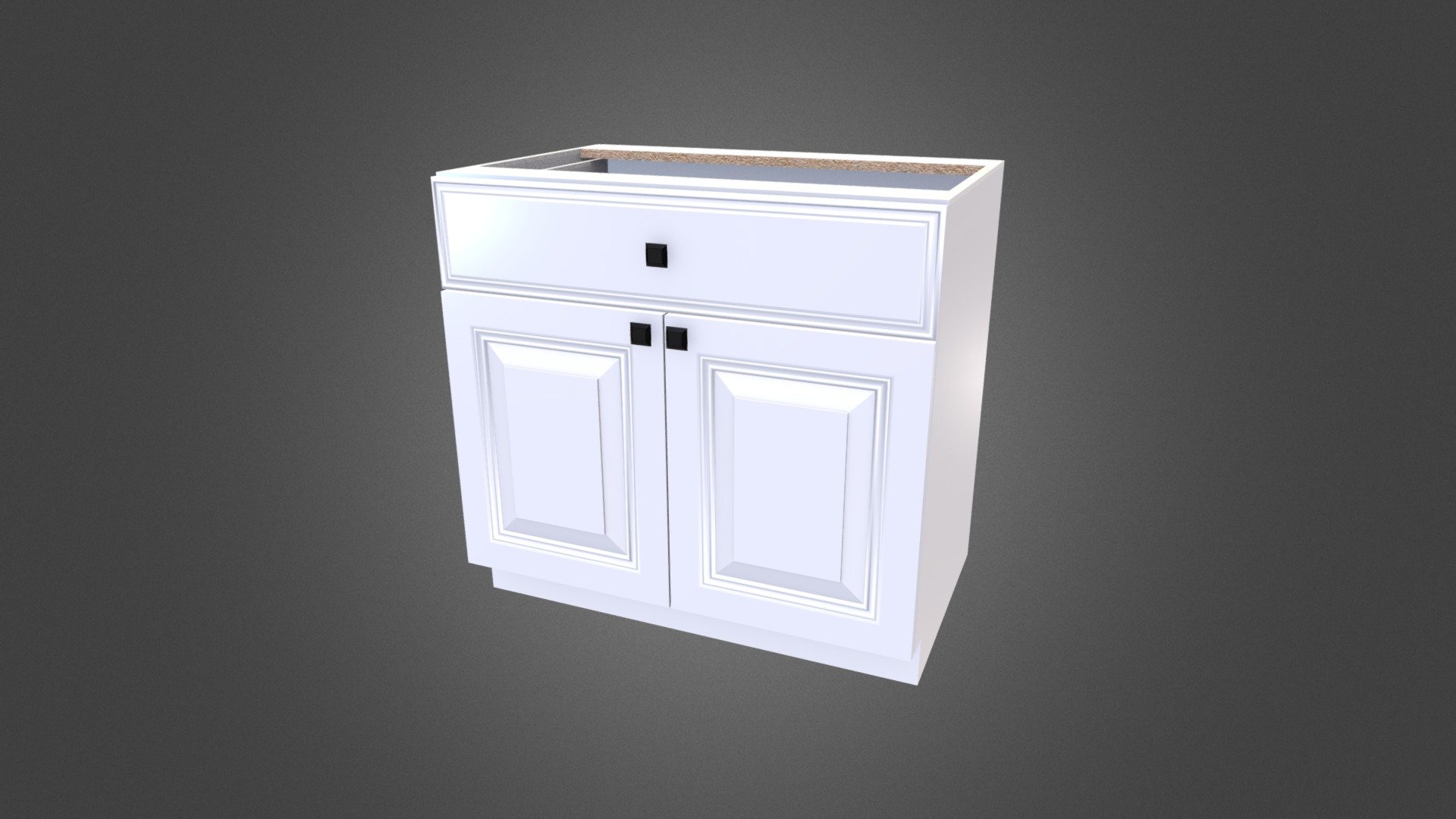 White Panel Door Cabinet 3d model