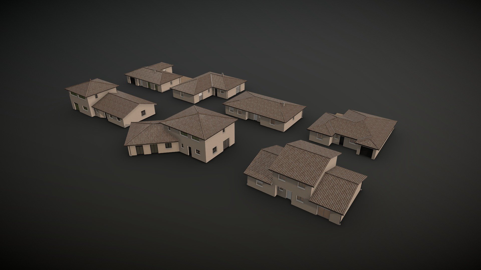 7 european houses 3d model