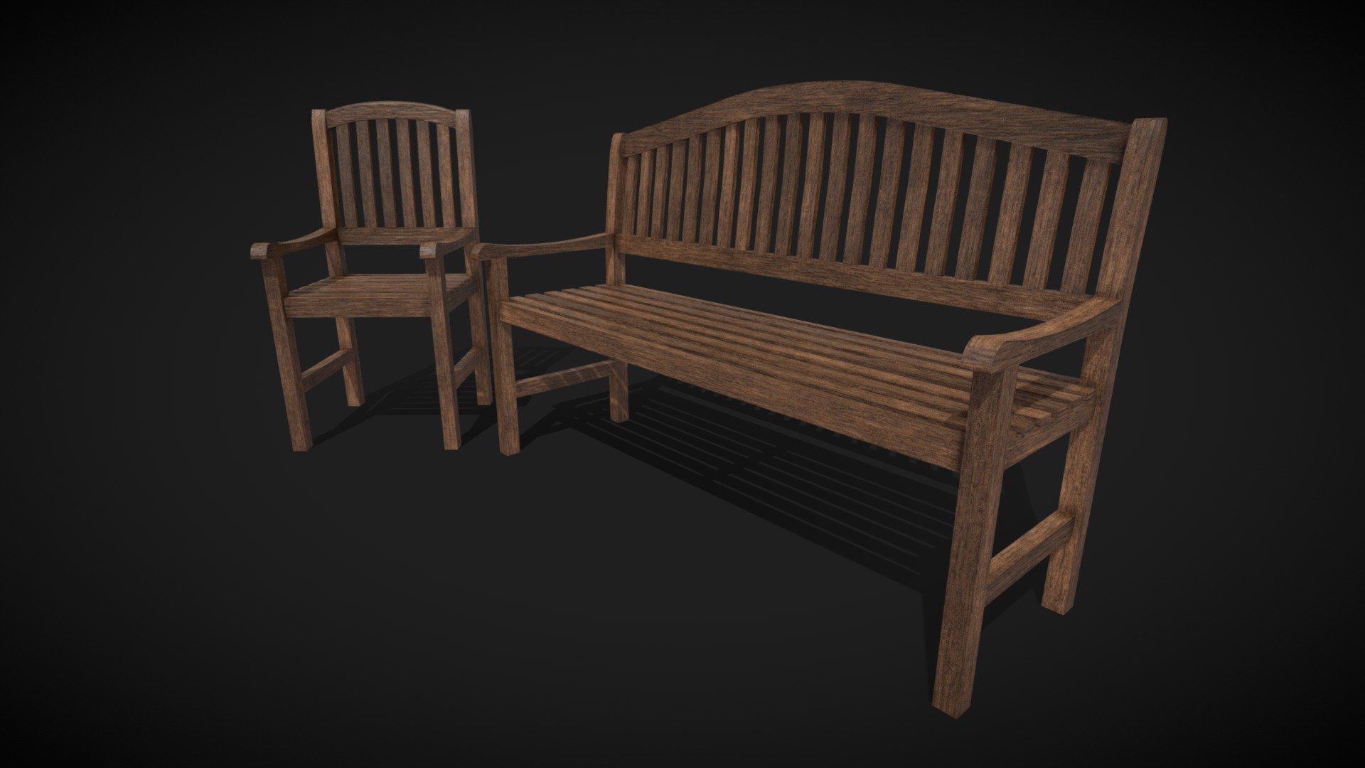 Bench and chair 3d model