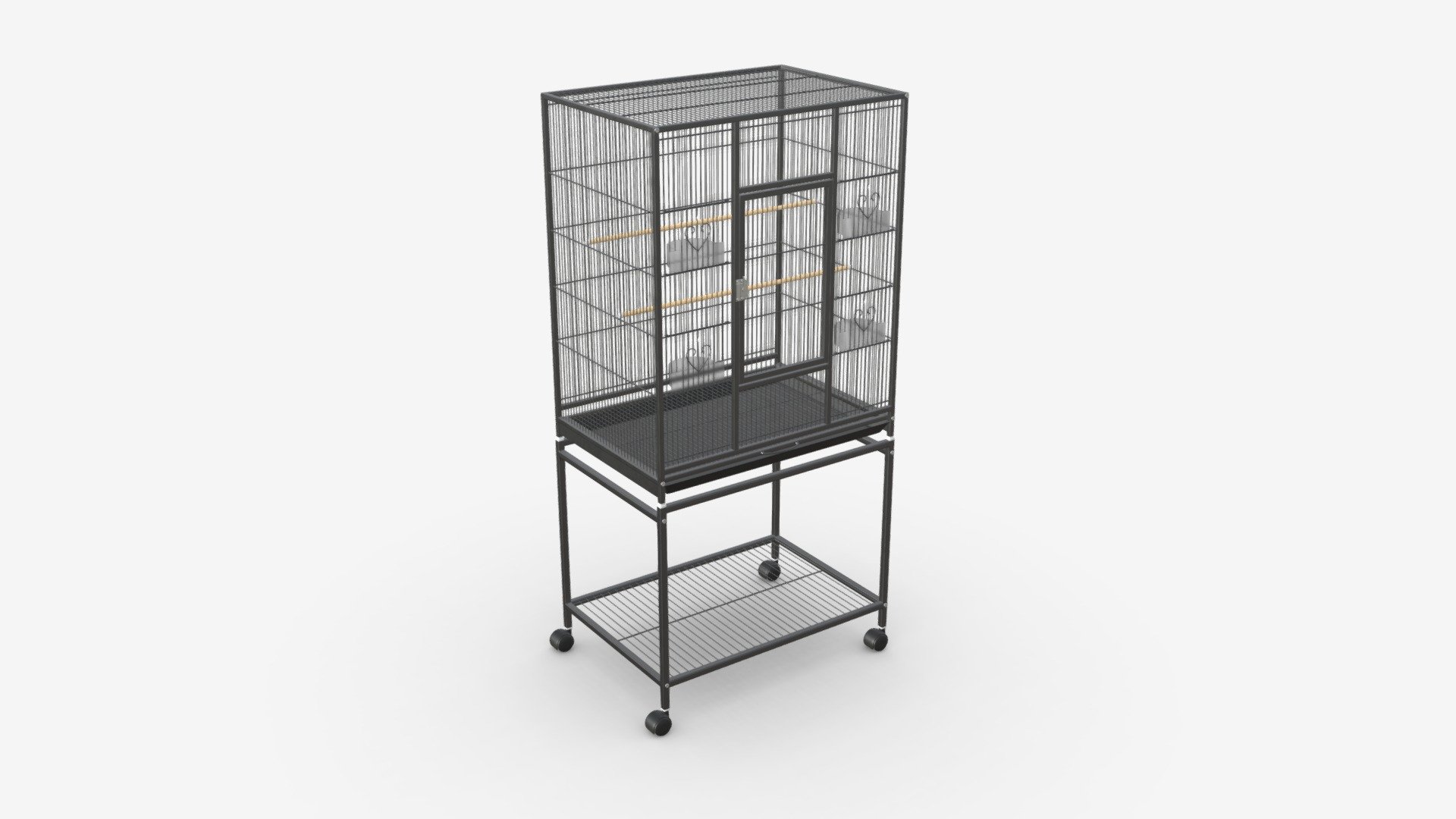 Bird cage large with stand on wheels 3d model