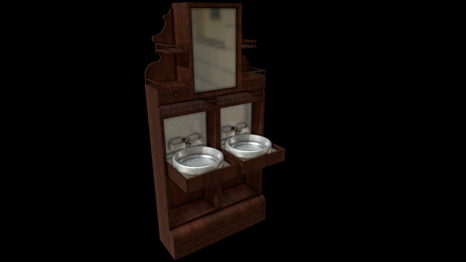 Second class wash basin 3d model