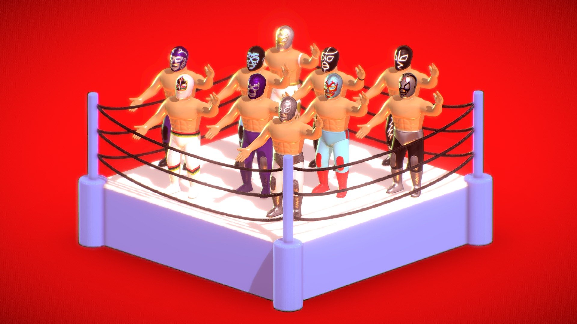 LUCHADORES DE PLASTICO 3d model