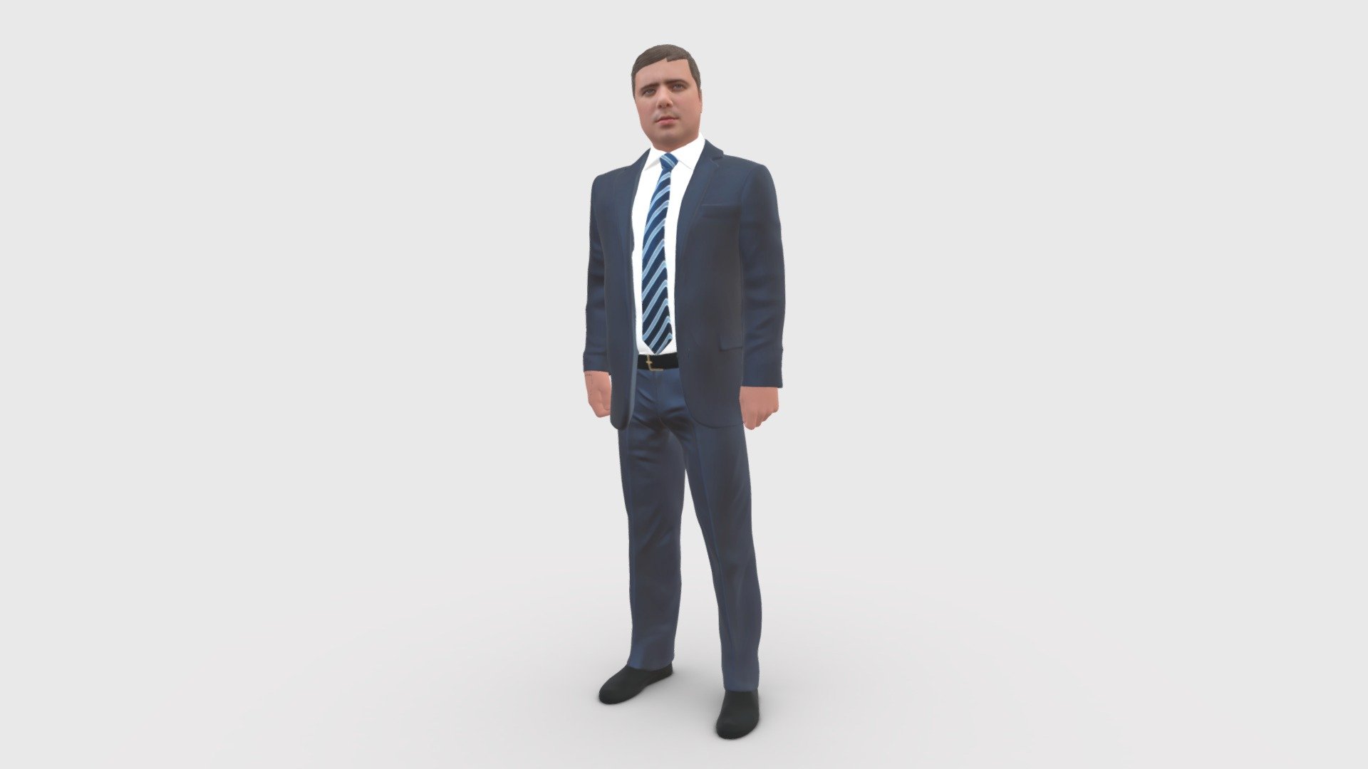 001047 serious businesman in blue suit 3d model