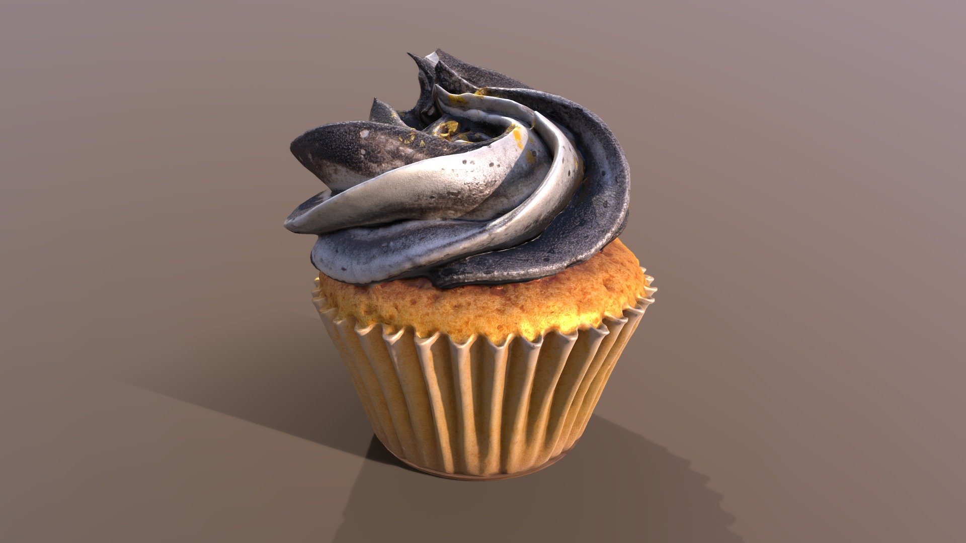 Elegant Golden Flakes Cupcake 3d model