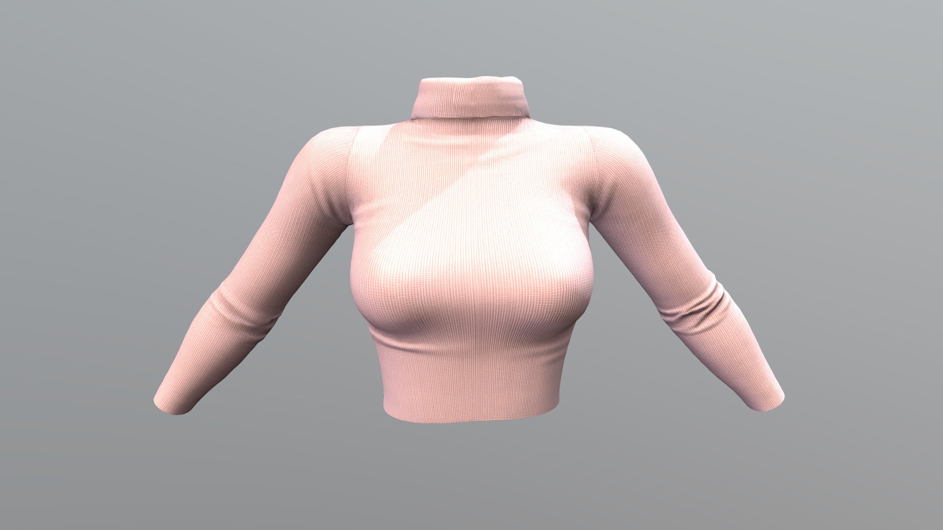 Female Turtle Neck Crop Knitted Jumper 3d model