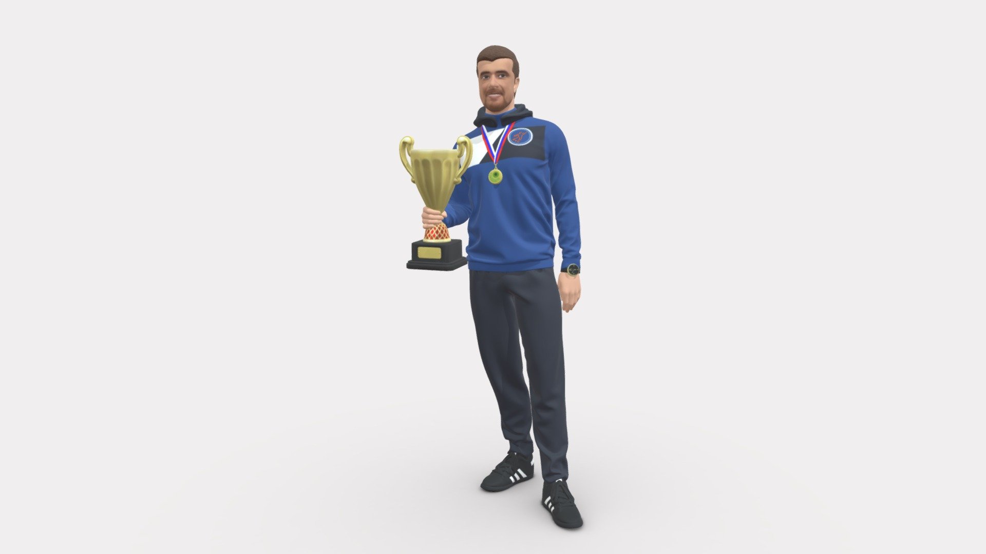 sportsman with cup 1073 3d model