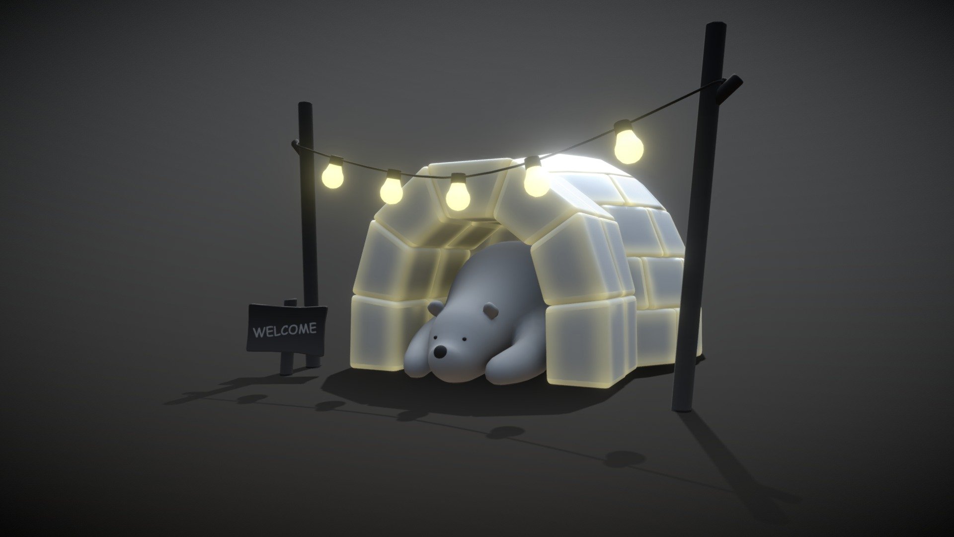 Bear in an igloo 3d model