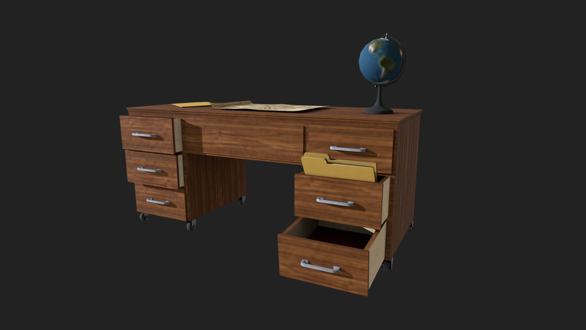 Old Simple Desk 3d model