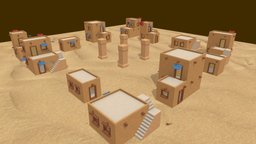 low poly desert village