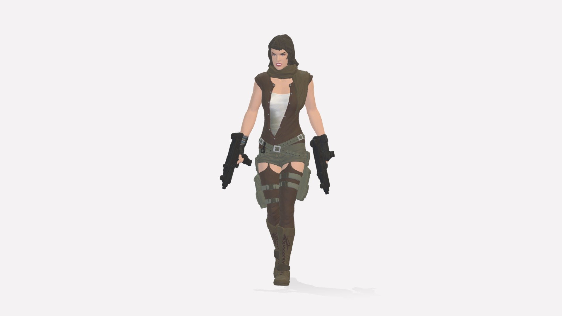 Woman with guns 0231 3d model