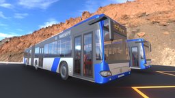 Articulated City Bus Blue-White (Low-Poly)