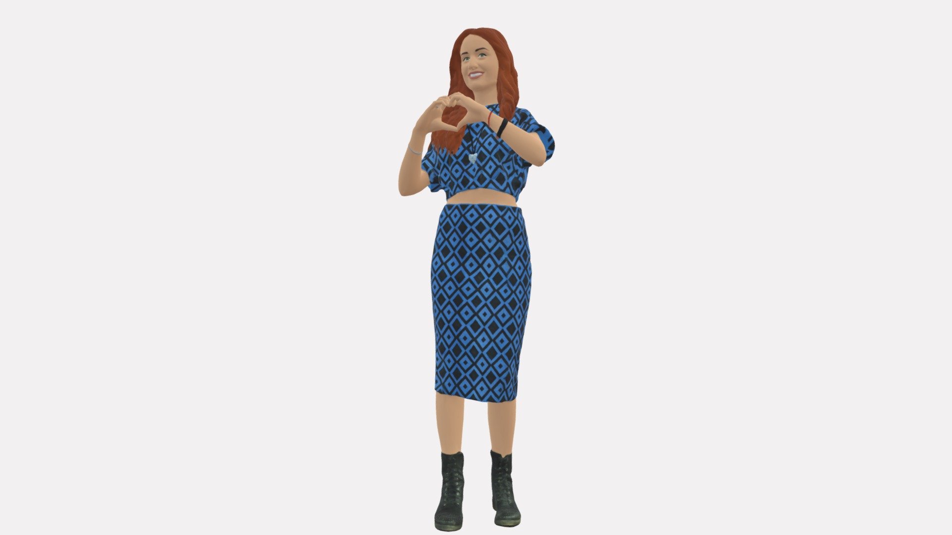 Woman in blue dress 0254 3d model