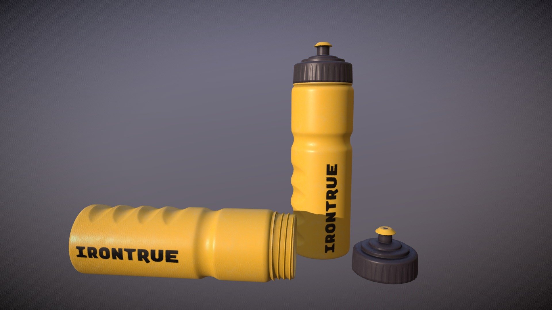 High-Poly Yellow Sports Bottle 3d model